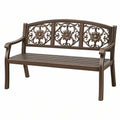Ławka ogrodowa 122 x 62 x 90 cm metalowa brązowa z podłokietnikami w stylu klasycznym