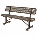 Ławka ogrodowa metalowa 150 x 60 x 85 cm brązowa z oparciem