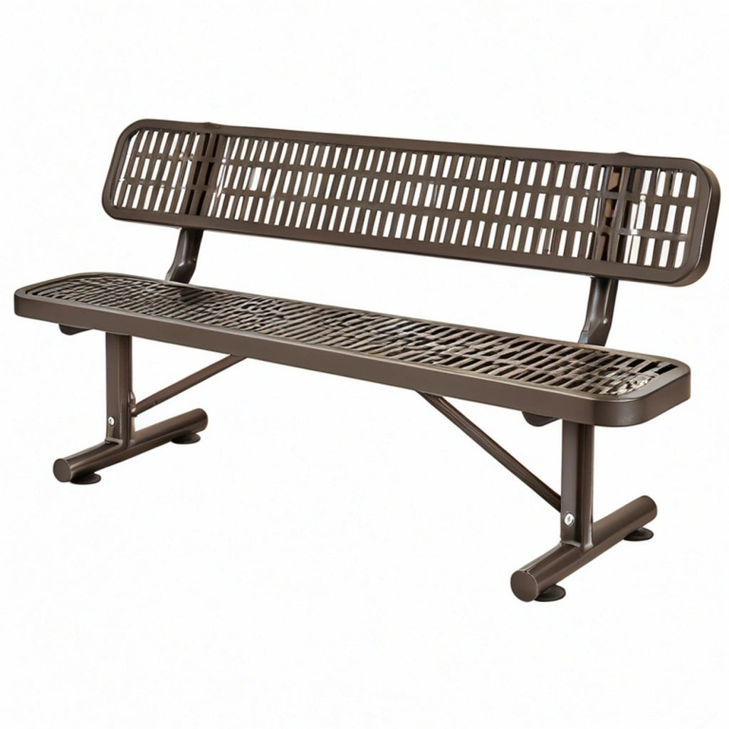Ławka ogrodowa metalowa 150 x 60 x 85 cm brązowa z oparciem
