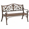 Ławka ogrodowa 127 x 61 x 91 cm metalowa brązowa w stylu klasycznym