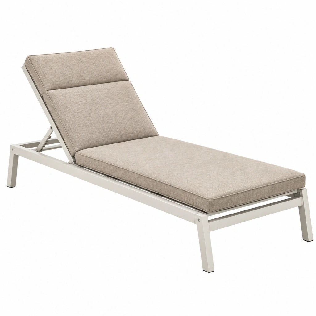 Leżak ogrodowy 198 x 65 x 95 cm z aluminiową ramą beżowy regulowany