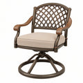 Fotel ogrodowy obrotowy 68 x 65 x 92 cm brązowy metalowy z beżowym siedziskiem