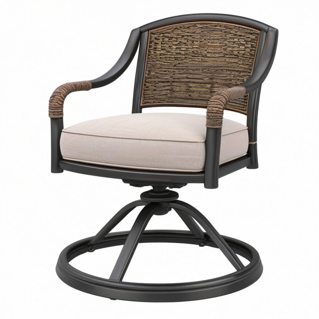 Fotel ogrodowy obrotowy 70 x 75 x 92 cm z metalową ramą czarny brązowy beżowy