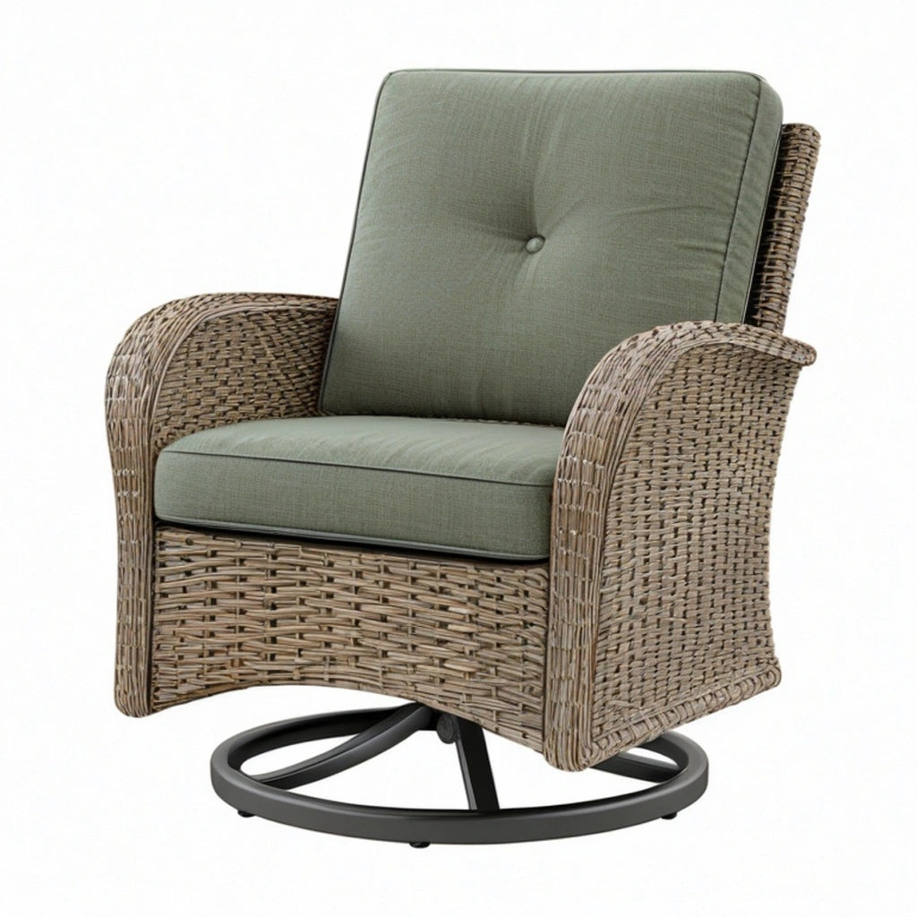 Fotel ogrodowy obrotowy z rattanu 78 x 82 x 98 cm zielony