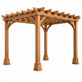 Pergola ogrodowa 300 x 300 x 250 cm drewniana brązowa z ażurowym dachem