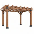 Pergola ogrodowa 300 x 300 x 230 cm z drewna brązowa - ażurowe zadaszenie